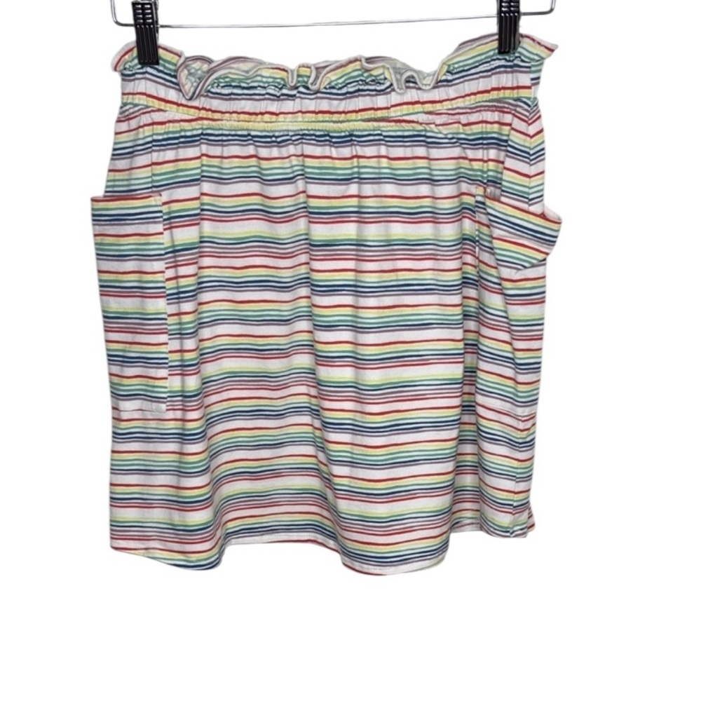 Pact Rainbow Striped Organic Cotton Ruffle Mini Skirt Women Size 10/12
